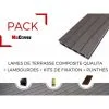 MCCOVER PACK 1 M² Lame De Terrasse Composite Qualita ACCESSOIRES 3600 Mm - Coloris - Gris Carbone, Epaisseur - 25mm, Largeur - 14 Cm, Longueur - 360 Cm, Surface Couverte En M² - 1 - Gris Carbone -Espace Habitat Boutique 1157110 1