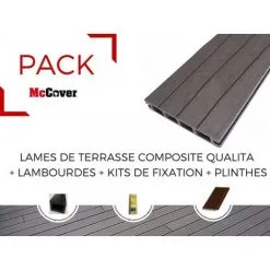 MCCOVER PACK 1 M² Lame De Terrasse Composite Qualita ACCESSOIRES 3600 Mm - Coloris - Gris Carbone, Epaisseur - 25mm, Largeur - 14 Cm, Longueur - 360 Cm, Surface Couverte En M² - 1 - Gris Carbone