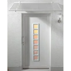 MCCOVER Auvent - Marquise De Porte D'entrée Justine - Coloris Stucture - Blanc, Longueur Totale - 155 Cm, Profondeur Totale - 90 Cm - Blanc