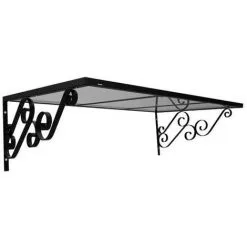 MCCOVER Auvent Porte D'entrée Noémie - Coloris Stucture - Gris Anthracite, Longueur Totale - 140 Cm, Profondeur Totale - 80cm - Gris Anthracite