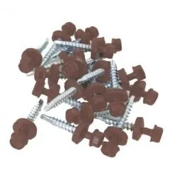 MCCOVER VIS AUTO-PERCEUSE AVEC RONDELLES D'ÉTANCHÉITÉ POUR PLAQUE ACIER GALVANISÉ LAQUÉ MAT ASPECT TUILE (X100) L 35 MM - Coloris - Brun Rouge Mat, Longueur - 3.5 Cm - Brun Rouge Mat