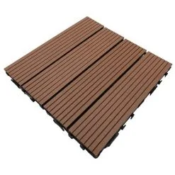 MCCOVER Dalle De Terrasse Bois Composite Modular 30 X 30 Cm / Ep 2,5 Cm - Coloris - Terre Cuite, Largeur - 30 Cm, Longueur - 30 Cm, Surface Couverte En M² - 0.091 Par Dalle Soit 11 Dalles Pour 1 - Terre Cuite