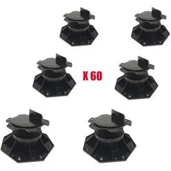 MCCOVER CARTON DE 60 PLOTS RÉGLABLES 60 À 140 MM POUR TERRASSE BOIS ET COMPOSITE - Coloris - Noir - Noir