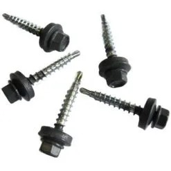 MCCOVER Kit De 50 VIS AUTOPERCEUSES (4,9 X 35 Mm) + 50 Rondelles D'étanchéité Pour Panneaux Tuiles Facile - Coloris - Gris Anthracite Mat, Longueur - 3.5 Cm - Gris Anthracite Mat