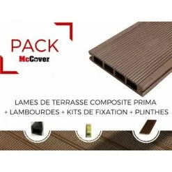 MCCOVER PACK 1 M² Lame De Terrasse Composite Prima ACCESSOIRES (3 Coloris) 2200mm - Coloris - Chocolat, Epaisseur - 19 Mm, Largeur - 12 Cm, Longueur - 220 Cm, Surface Couverte En M² - 1 - Chocolat
