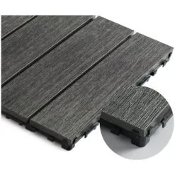 MCCOVER Caillebotis En Composite Coextrudé Haute Densité 30 X 30 Cm - Coloris - Charbon, Largeur - 30 Cm, Longueur - 30 Cm, Surface Couverte En M² - 0.091 Par Dalle Soit 11 Dalles Pour 1 - Charbon