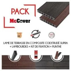 MCCOVER PACK 1 M² Lame De Terrasse Composite Coextrudé Supra Avec ACCESSOIRES (4 Coloris) 3600 X 145 X 23 Mm - Coloris - Acajou - Acajou