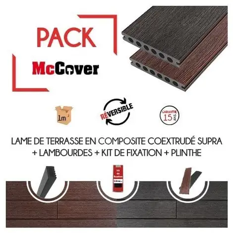 MCCOVER PACK 1 M² Lame De Terrasse Composite Coextrudé Supra Avec ACCESSOIRES (4 Coloris) 3600 X 145 X 23 Mm - Coloris - Acajou - Acajou 3 MCCOVER PACK 1 M² Lame De Terrasse Composite Coextrudé Supra Avec ACCESSOIRES (4 Coloris) 3600 X 145 X 23 Mm - Coloris - Acajou - Acajou
